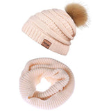 19 Women Winter Knit Pom Pom Beanie Hat and Infinity Scarf Set